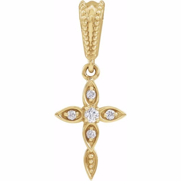 Jewelry - 14K Yellow Diamond Petite Vintage Cross Pendant